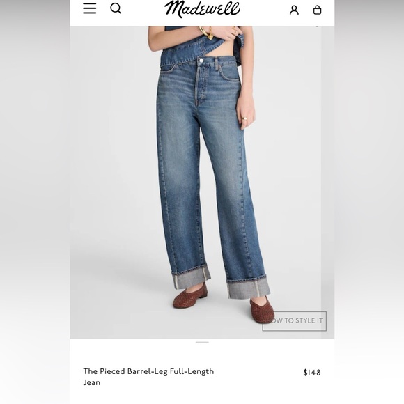 NWT Madewell Pieced Barrel leg jeans. Size 25 - Picture 2 of 8